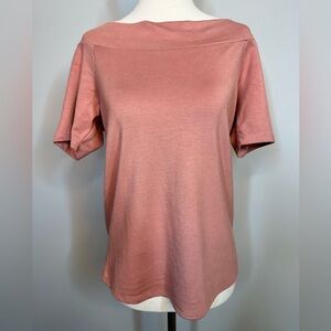 NWT sz M Gibson Look mauve dusty rose boat neck short sleeve top blouse